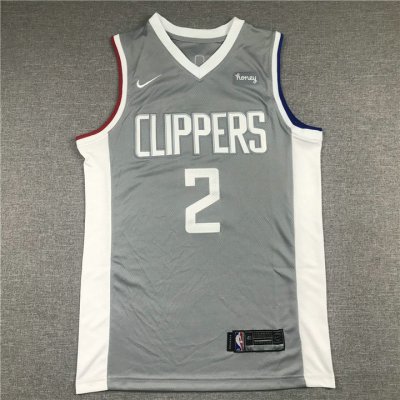 NBA 2 Leonard Clippers 20-21 Earned Maillot grey brodé